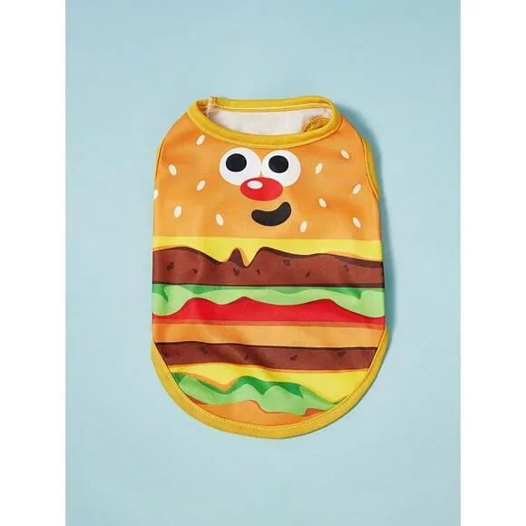 Dog Pet Burger Costume Puppy Cat Outfit Hamburger Lghtwt Shirt Halloween NWT Sm - Picture 2 of 6